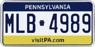 PA license plate MLB4989