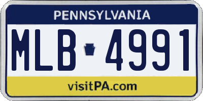 PA license plate MLB4991