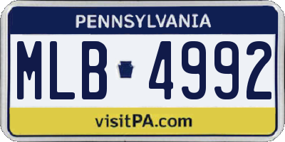 PA license plate MLB4992