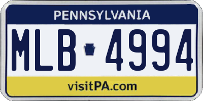 PA license plate MLB4994
