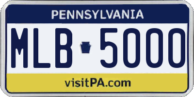 PA license plate MLB5000
