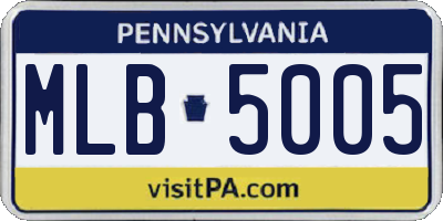 PA license plate MLB5005