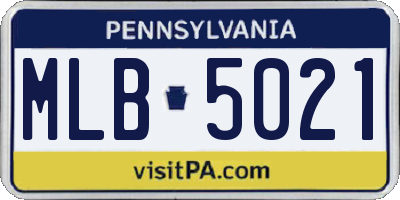 PA license plate MLB5021