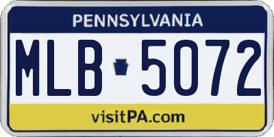 PA license plate MLB5072
