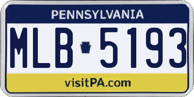 PA license plate MLB5193