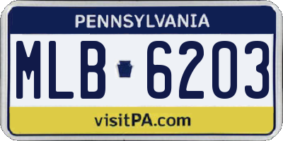 PA license plate MLB6203