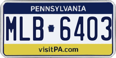 PA license plate MLB6403
