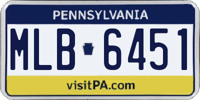 PA license plate MLB6451