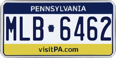 PA license plate MLB6462