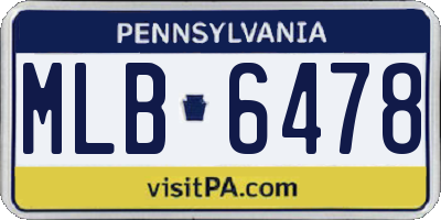 PA license plate MLB6478
