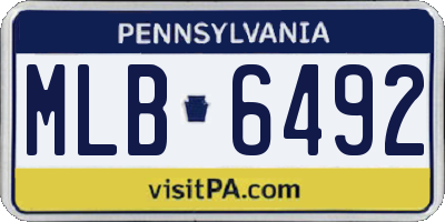 PA license plate MLB6492