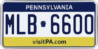 PA license plate MLB6600