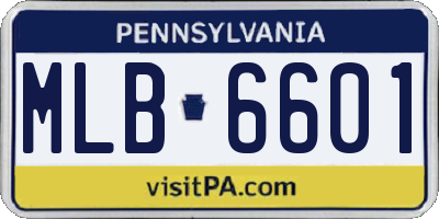 PA license plate MLB6601