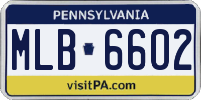 PA license plate MLB6602