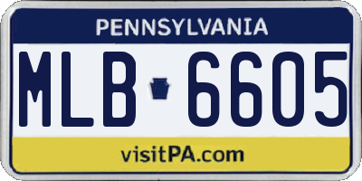 PA license plate MLB6605