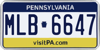 PA license plate MLB6647