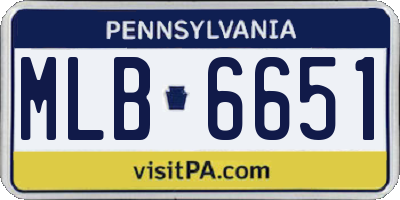 PA license plate MLB6651