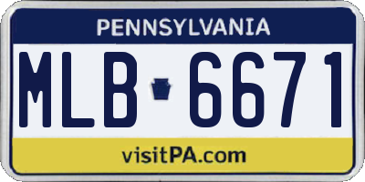 PA license plate MLB6671