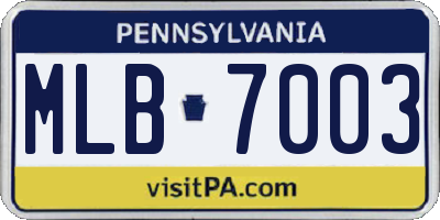 PA license plate MLB7003