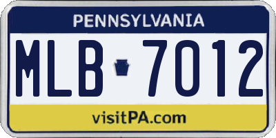 PA license plate MLB7012