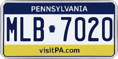 PA license plate MLB7020
