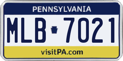 PA license plate MLB7021
