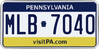 PA license plate MLB7040