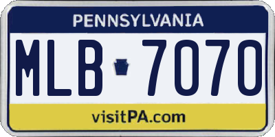 PA license plate MLB7070