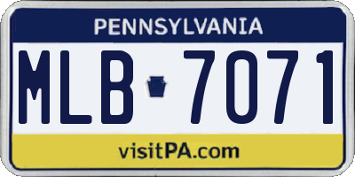 PA license plate MLB7071