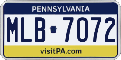 PA license plate MLB7072