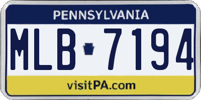 PA license plate MLB7194