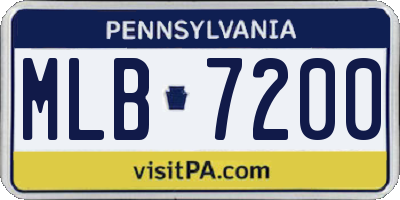 PA license plate MLB7200