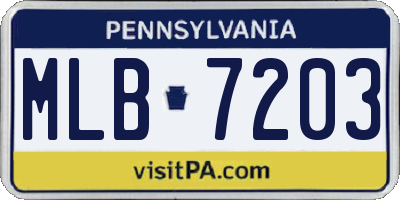 PA license plate MLB7203