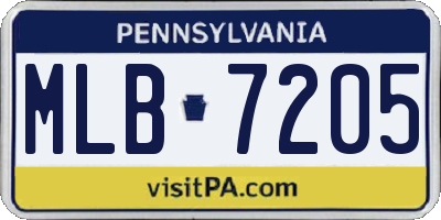 PA license plate MLB7205