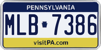PA license plate MLB7386