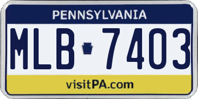 PA license plate MLB7403