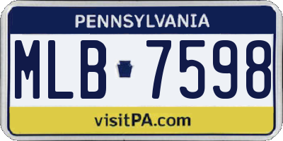 PA license plate MLB7598