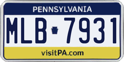 PA license plate MLB7931