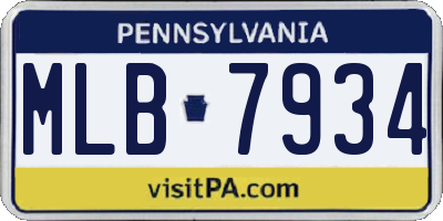 PA license plate MLB7934