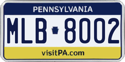 PA license plate MLB8002
