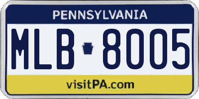 PA license plate MLB8005