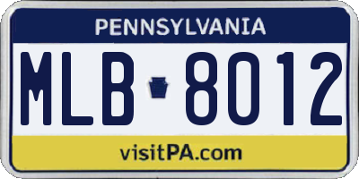 PA license plate MLB8012