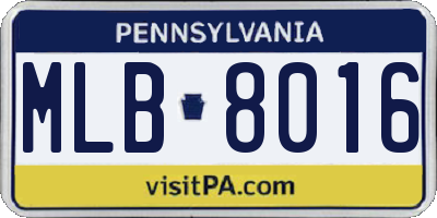 PA license plate MLB8016