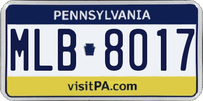 PA license plate MLB8017