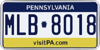 PA license plate MLB8018
