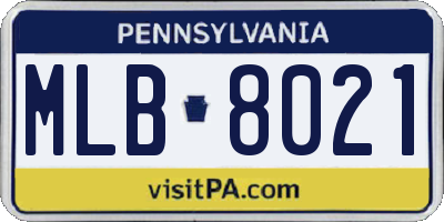 PA license plate MLB8021