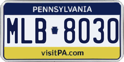 PA license plate MLB8030