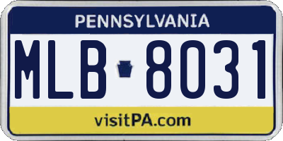 PA license plate MLB8031