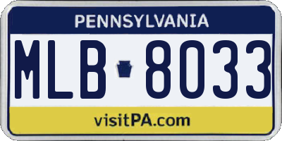 PA license plate MLB8033
