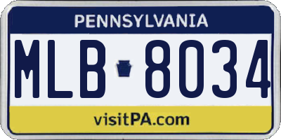 PA license plate MLB8034